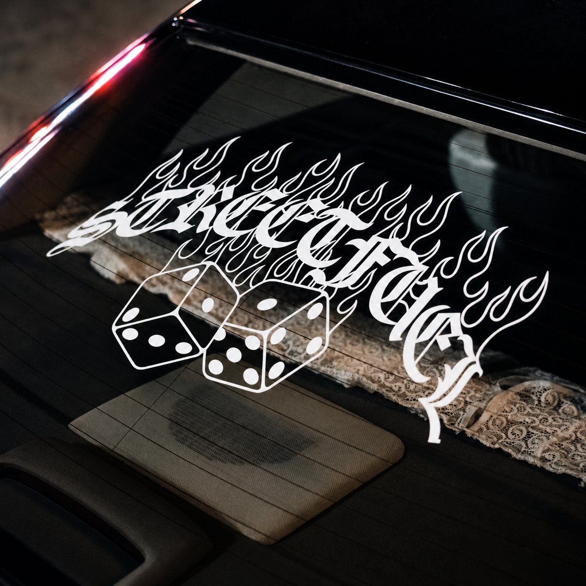 Streetfuel No Luck Flames vinyl windshield banner
