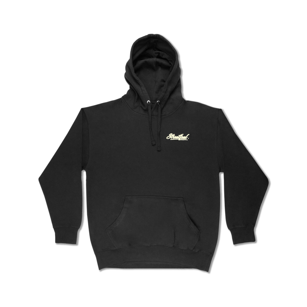 Make Moves Break Necks black hoodie front with Streetfuel logo