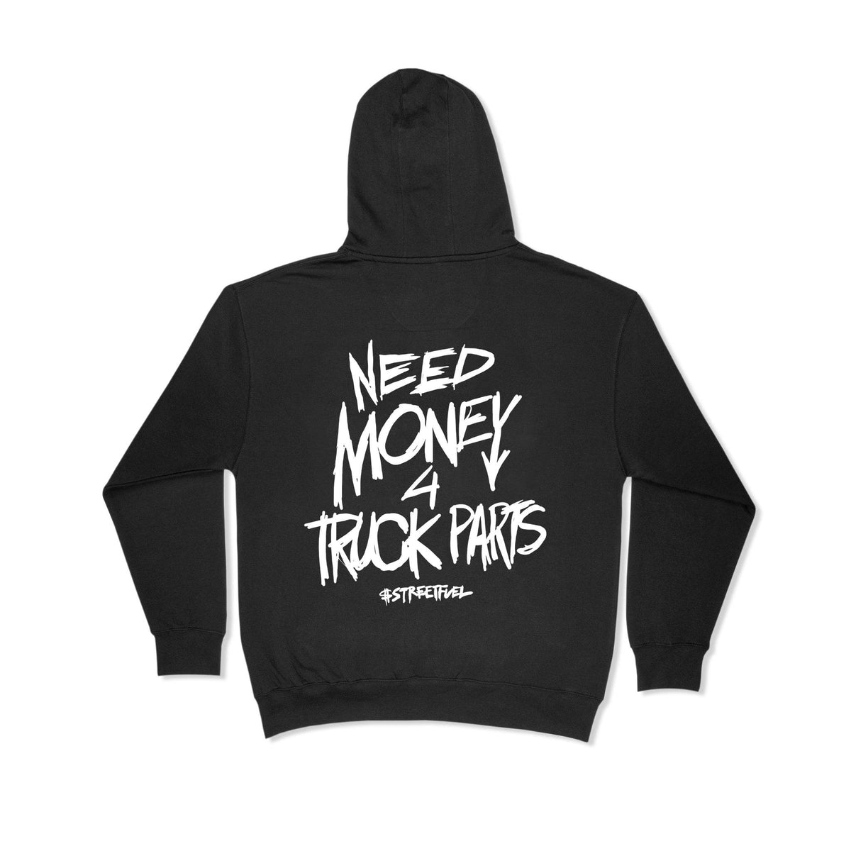 Need Money For Truck Parts black hoodie back print - Streetfuel truck culture hoodie