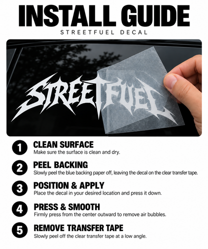 Streetfuel Savior 8.5 x 3 inch vinyl decal detail view by Streetfuel