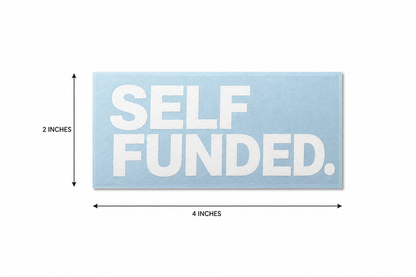 Self Funded gloss white vinyl sticker mockup by Streetfuel