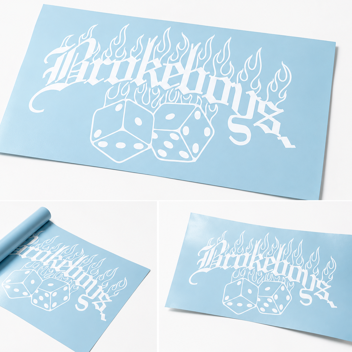 Brokeboys Flames Banner - Rear Window Vinyl Car Banner
