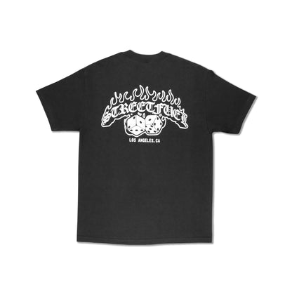 Black tee with Streetfuel logo and dice graphic on back