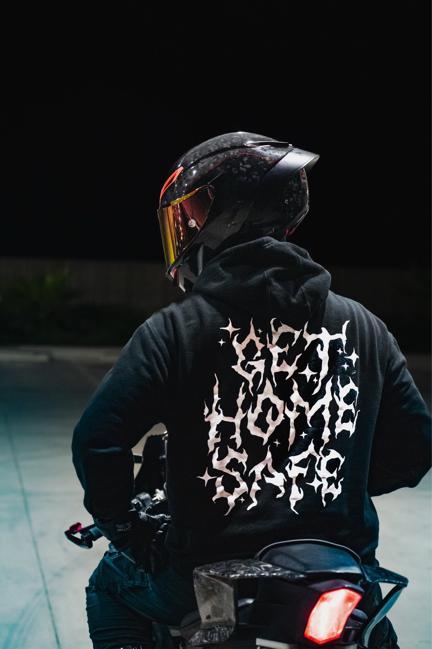 Get Home Safe Hoodie Worn by a Biker