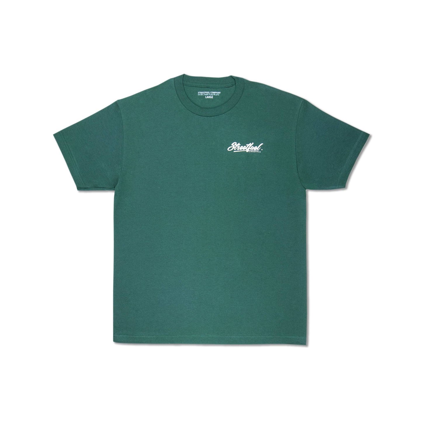 Green tee with small front logo print