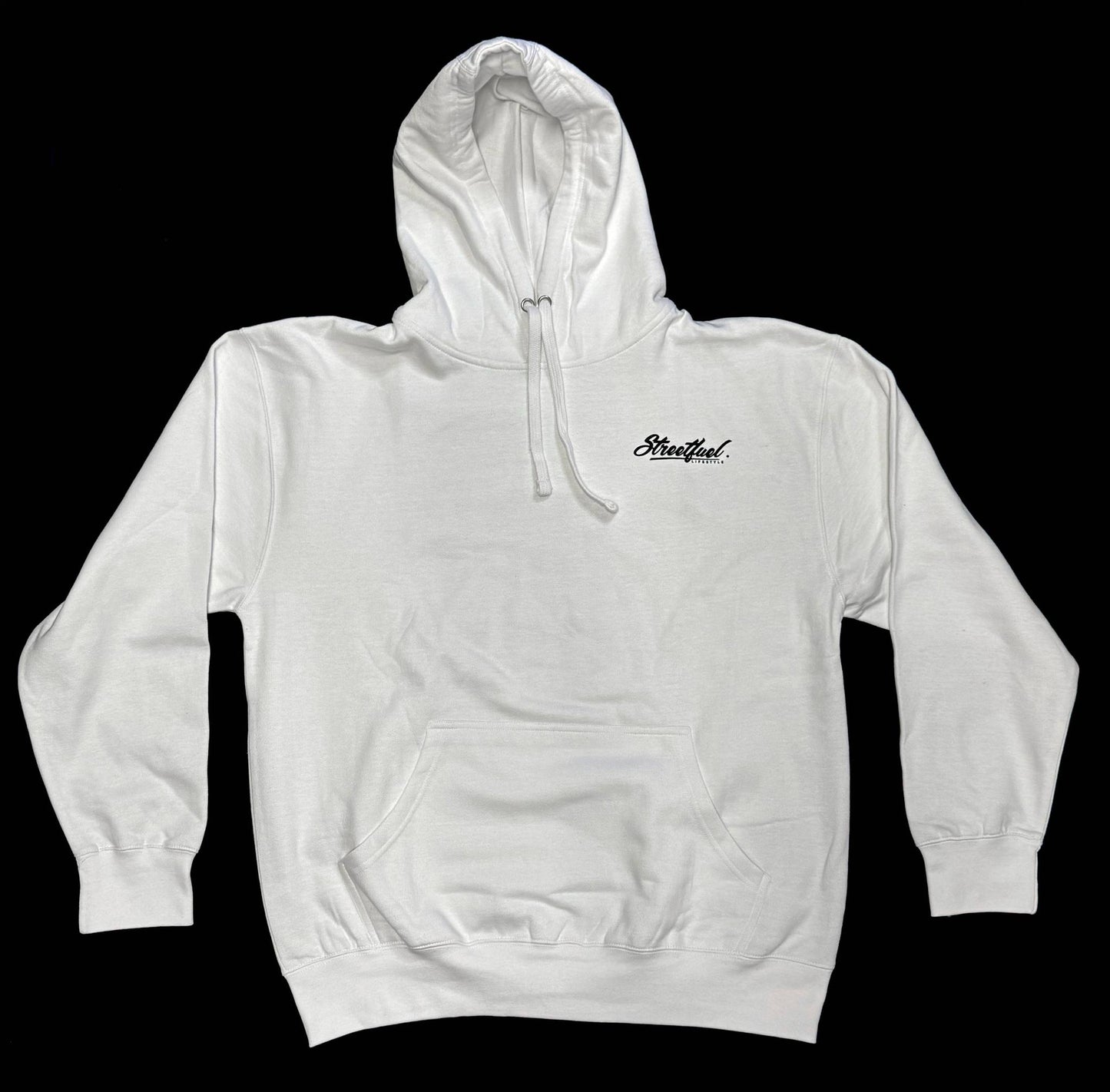 White hoodie with Streetfuel logo on front